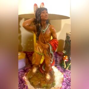 VTG 1970s  14" Tall Statue of Native American Indian Brave with Bow & Arrows